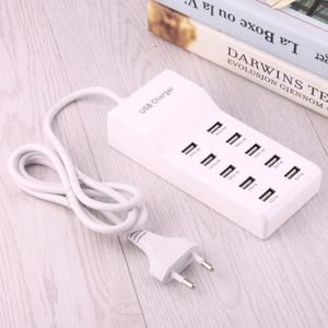 5V 2.4A/2.1A/1A 10-Port USB Charger Adapter  For iPhone  Galaxy  Huawei  Xiaomi  LG  HTC and other Smartphones  Rechargeable Devices  EU Plug(White)