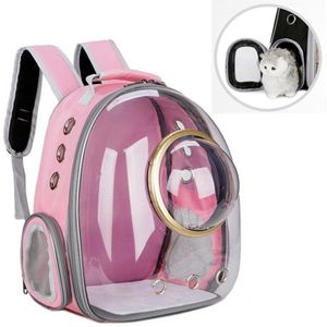 Space Capsule Pet Bag Panoramic Transparent Cat Go Out Portable Breathable Backpack with Cover(Pink )
