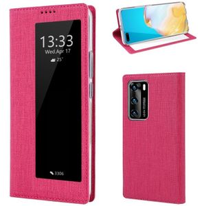 For Huawei P40 ViLi DMX-54 Shockproof TPU + PU Leather View Window Magnetic Attraction Horizontal Flip Protective Case with Card Slots & Holder & Sleep / Wake-up(Rose Red)