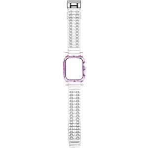 Crystal Clear Color Contrast Replacement Strap Watchband For Apple Watch Series 6 & SE & 5 & 4 40mm / 3 & 2 & 1 38mm (Purple)