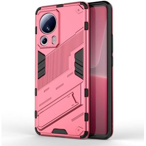 Voor Xiaomi 13 Lite Punk Armor 2 in 1 PC + TPU schokbestendig telefoonhoesje met houder (roze rood)