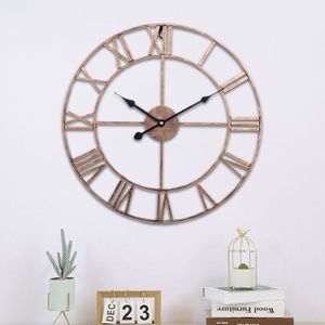 50cm Retro Living Room Iron Round Roman Numeral Mute Decorative Wall Clock (Vintage Gold)