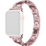 Diamond Encrusted Stainless Steel Strap Watchband For Apple Watch Series 7 45mm / 6&SE&5&4 44mm / 3&2&1 42mm(Rose Gold)