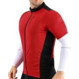WEST BIKING YP0206163 Summer Polyester Mesh Breathable Sunscreen Cycling Jersey Zipper Sports Short Sleeve Top for Men (Color:Red Size:XS)
