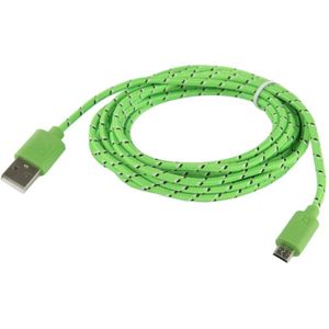 Nylon Netting Style Micro 5 Pin USB Data Transfer / Charge Cable for Galaxy S IV / i9500 / S III / i9300 / Note II / N7100 / Nokia / HTC / Blackberry / Sony  Length: 3m(Green)