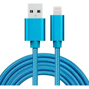 2m 3A Woven Style Metal Head 8 Pin to USB Data / Charger Cable  For iPhone X / iPhone 8 & 8 Plus / iPhone 7 & 7 Plus / iPhone 6 & 6s & 6 Plus & 6s Plus / iPad(Blue)