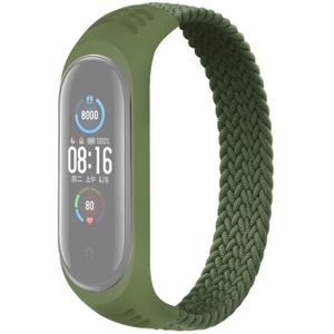 For Xiaomi Mi Band 6 / 5 / 4 / 3 Universal Nylon Elasticity Weave Replacement Strap Watchband  Size:XS 140mm(Green)