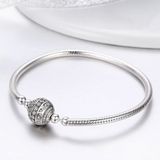 Exquisite Life S925 Sterling Silver Bangle Bracelet Inlaid with Gems  Size:19cm