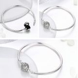 Exquisite Life S925 Sterling Silver Bangle Bracelet Inlaid with Gems  Size:19cm