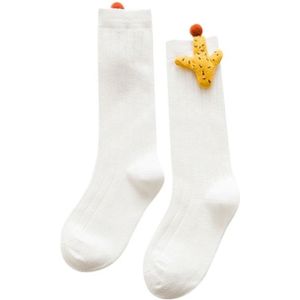 Baby Cartoon Anti-Slip Knitted Long Socks Knee Socks  Size:S(White)