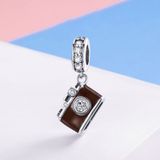 S925 Sterling Silver Retro Camera Pendant DIY Bracelet Necklace Accessories  Style:Pendent