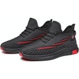 Mannen lente ademende sport casual hardloopschoenen mesh schoenen  maat: 41 (zwart rood)