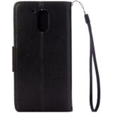 For Motorola Moto G (4rd gen) Plus Pressed Flowers Leather Case with Holder & Card Slots & Wallet(Black)