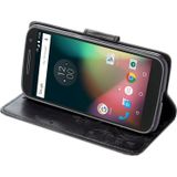 For Motorola Moto G (4rd gen) Plus Pressed Flowers Leather Case with Holder & Card Slots & Wallet(Black)