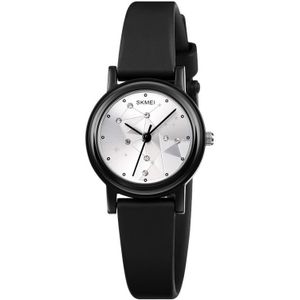 SKMEI 1659 Thin PU Leather Strap Small Dial Quartz Watch for Ladies(Black Shell Constellation Type)