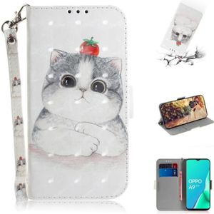 For OPPO A5 2020 3D Colored Drawing Horizontal Flip Leather Case with Holder & Card Slots & Wallet & Lanyard(Cute Cat)