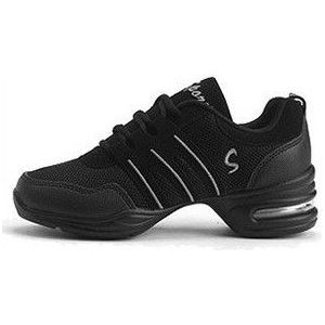 Zachte bodem mesh ademend moderne dansschoenen heightening schoenen voor vrouwen  schoenmaat: 41 (zwart grijs)