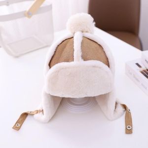 MZ9967 Children Hat Autumn and Winter Thickening Plus Velvet Warm and Windproof Flight Cap Ear Protection Cap  Size: One Size(Khaki)