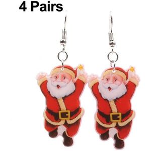 4 paren Santa Claus oorbellen Acryl Christmas Personality Sieraden (Santa 4)