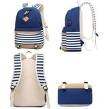 2 PCS/Set Printed Canvas Backpack Student School Bag Striped Large Capacity Backpack(Green)