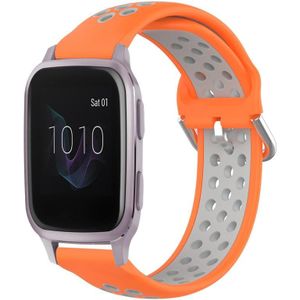 Voor Garmin Venu SQ 20 mm geperforeerde ademende sport siliconen horlogeband (oranje + grijs)