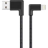 2m 2A USB to 8 Pin Nylon Weave Style Double Elbow Data Sync Charging Cable  For iPhone XR / iPhone XS MAX / iPhone X & XS / iPhone 8 & 8 Plus / iPhone 7 & 7 Plus / iPhone 6 & 6s & 6 Plus & 6s Plus / iPad