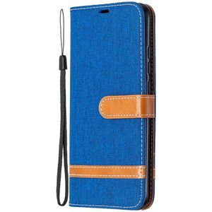 For Xiaomi Redmi 9C Color Matching Denim Texture Horizontal Flip Leather Case with Holder & Card Slots & Wallet & Lanyard(Royal Blue)