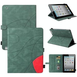 Dual-color splicing horizontale flip pu lederen tas met houder & kaart slots & slaap / weks-functie voor iPad 2/3/4
