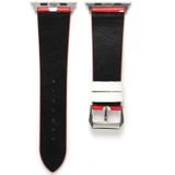 Simple Fashion Dot Pattern Genuine Leather Wrist Watch Band for Apple Watch Series 3 & 2 & 1 42mm(Red+White)