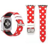 Simple Fashion Dot Pattern Genuine Leather Wrist Watch Band for Apple Watch Series 3 & 2 & 1 42mm(Red+White)