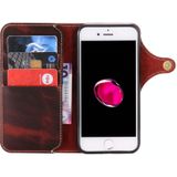Voor iPhone 7 plus/8 plus Denior olie Wax koeienhuid magnetische knop horizontale Flip lederen draagtas met kaartsleuven & portemonnee (donkerrood)