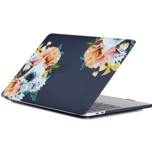 For Macbook Pro 16 inch Laptop Water Stick Style Protective Case(Black Flower)