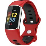 Voor Fitbit Charge 5 Smart Watch Sport Waterdichte tweekleurige siliconen band (rood zwart)