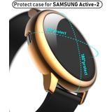 For Samsung Galaxy Watch Active 2 44mm Electroplate PC Protective Case with Tempered Glass Film(Rose Gold)