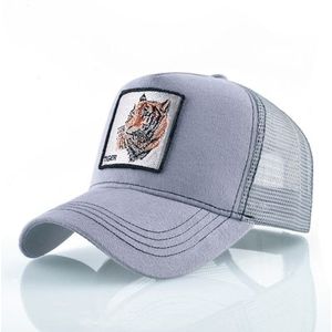 Cotton Embroidered Animal Baseball Cap(Gray Tiger)