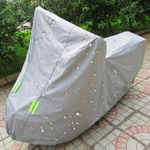 Outdoor Universal Anti-Dust Sunproof Waterproof Motorcycle Aluminum Film Flocking Cover with Warning Strips  Fits Bike up to 2.3m(90 Inches) In Length  Size: 232x100x125cm