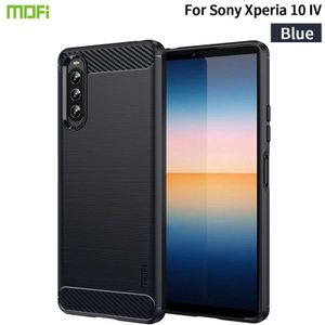 Voor Sony Xperia 10 IV Mofi Gentles -serie geborstelde textuur Koolstofvezel zacht TPU -kast