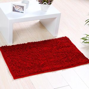 Chenille Non Slip Shaggy Soft Water Absorption Bedroom Bathroom kitchen Carpet Mat  Size:60 x 90cm(Wine Red)
