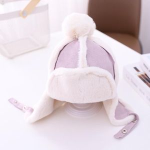 MZ9967 Children Hat Autumn and Winter Thickening Plus Velvet Warm and Windproof Flight Cap Ear Protection Cap  Size: One Size(Purple)