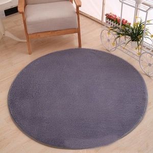 KSolid Round Carpet Soft Fleece Mat Anti-Slip Area Rug Kids Bedroom Door Mats  Size:Diameter: 100cm(Silver Grey)