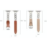 Ketting lederen horlogeband voor Apple Watch Series 8&7 41mm / SE 2&6&SE&5&4 40mm / 3&2&1 38mm  maat:S