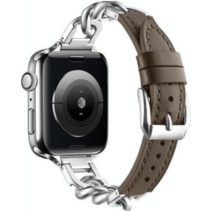 Ketting lederen horlogeband voor Apple Watch Series 8&7 41mm / SE 2&6&SE&5&4 40mm / 3&2&1 38mm  maat:S