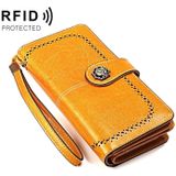 3556 Large Capacity Long Multi-function Anti-magnetic RFID Wallet Clutch for Ladies with Card Slots (Yellow)