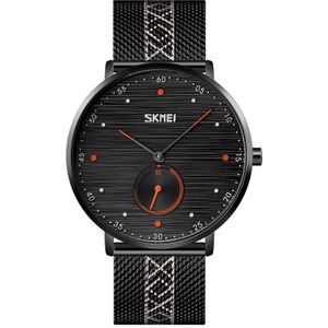 SKMEI 9218 Men Horizontal Striped Arabic Numeral Dial Mesh Belt Quartz Watch(Orange)