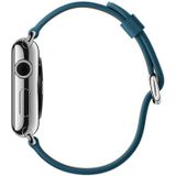 Classic Button Leather Wrist Strap Watch Band for Apple Watch Series 3 & 2 & 1 42mm(Dark Blue)