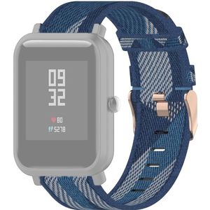 For Amazfit Bip Lite Version 1S / Bip S 20mm Nylon Denim Canvas Replacement Strap Watchband(Blue Stripe)