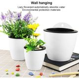 Self-Watering Planter Grow Plants Lazy Flower Pots Wall-hanging Round Resin Plastic Flower Pots  Size: 18x12.5x16cm(Pink)