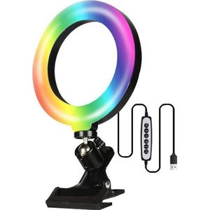 8W 6 inch RGB Ring Light Colorful Live Clips Fill Light Desktop Computer Video Conference Beauty Lamp