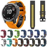 Voor Garmin Tactix 7 26mm Silicone Sports Two-Color Watch Band (Black+Orange)
