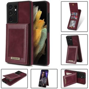 Voor Samsung Galaxy S21 Ultra 5G N. Bekus Verticale Flip Card Slot RFID Telefoon Case (Wijnrood)